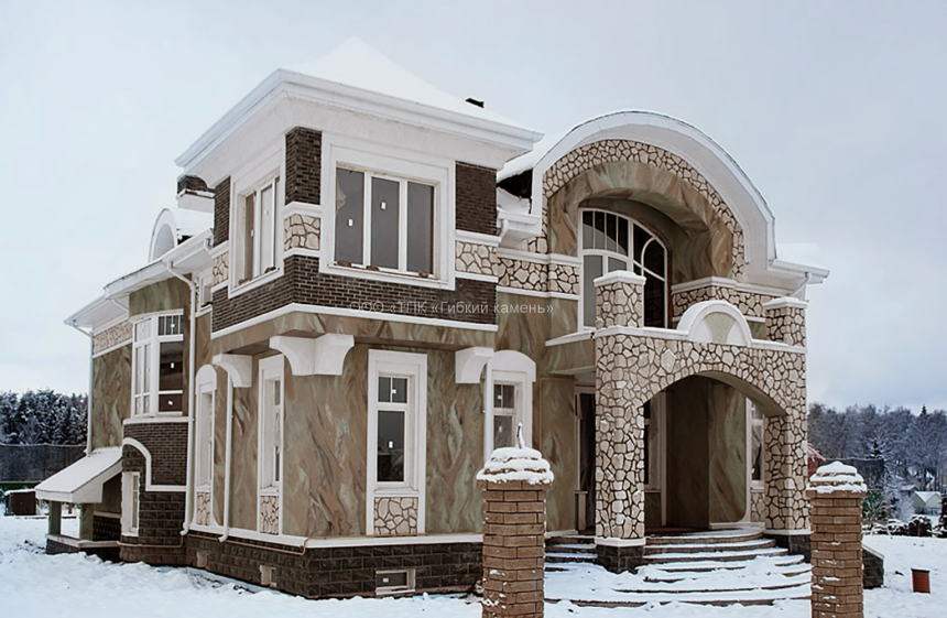 Отделка фасада гибким камнем
