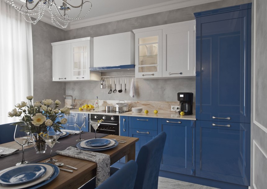 Синий кухонный гарнитур леруа (49 фото)