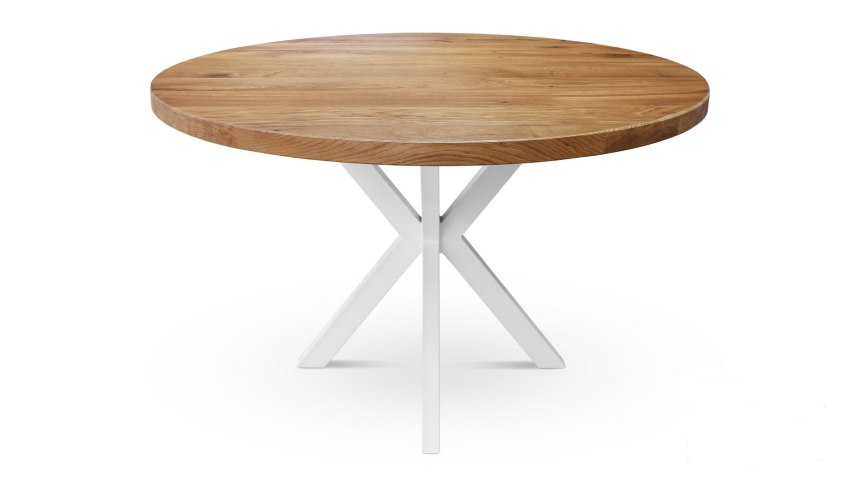 Круглый стол с деревянной столешницей (68 фото)