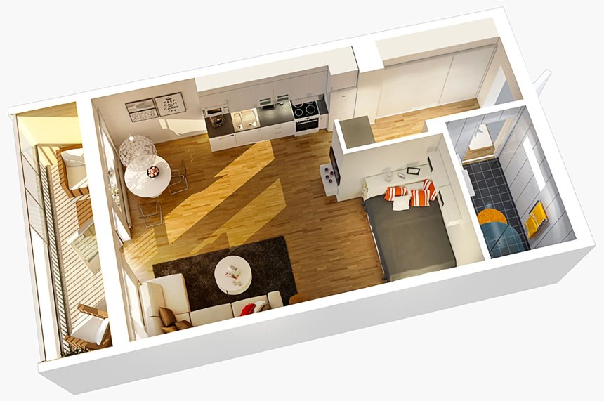 Планировка студия 30м 30 кв