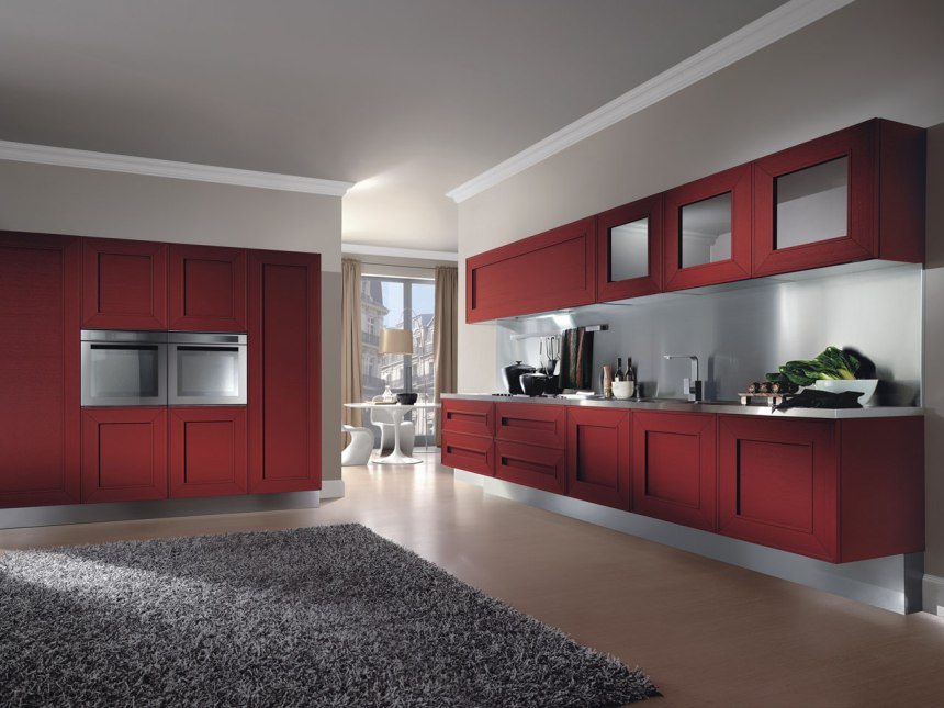 Кухни Scavolini красное дерево