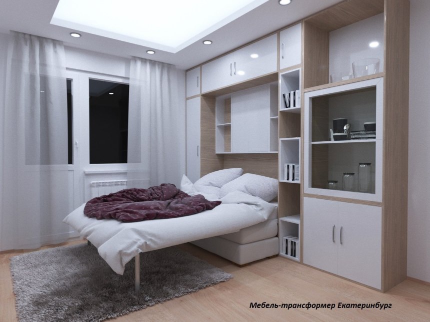 Полноценная кровать в квартире студии пенал (50 фото)
