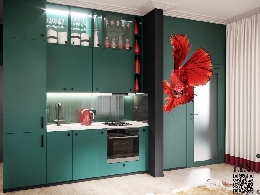 Кухни Scavolini красное дерево