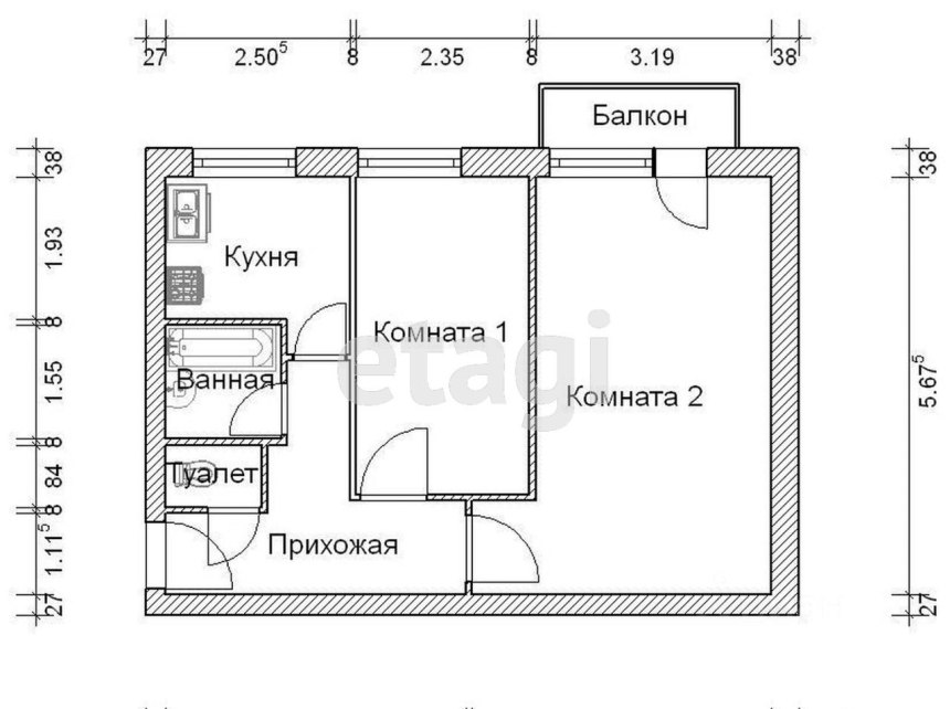 Хрущевка планировка планировка 2к