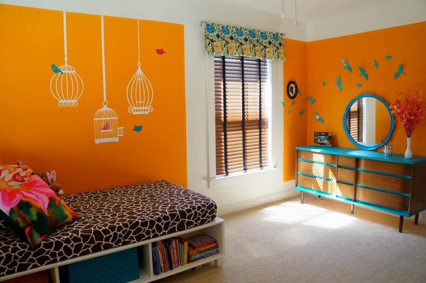 Окраска стен в детской комнате (58 фото)