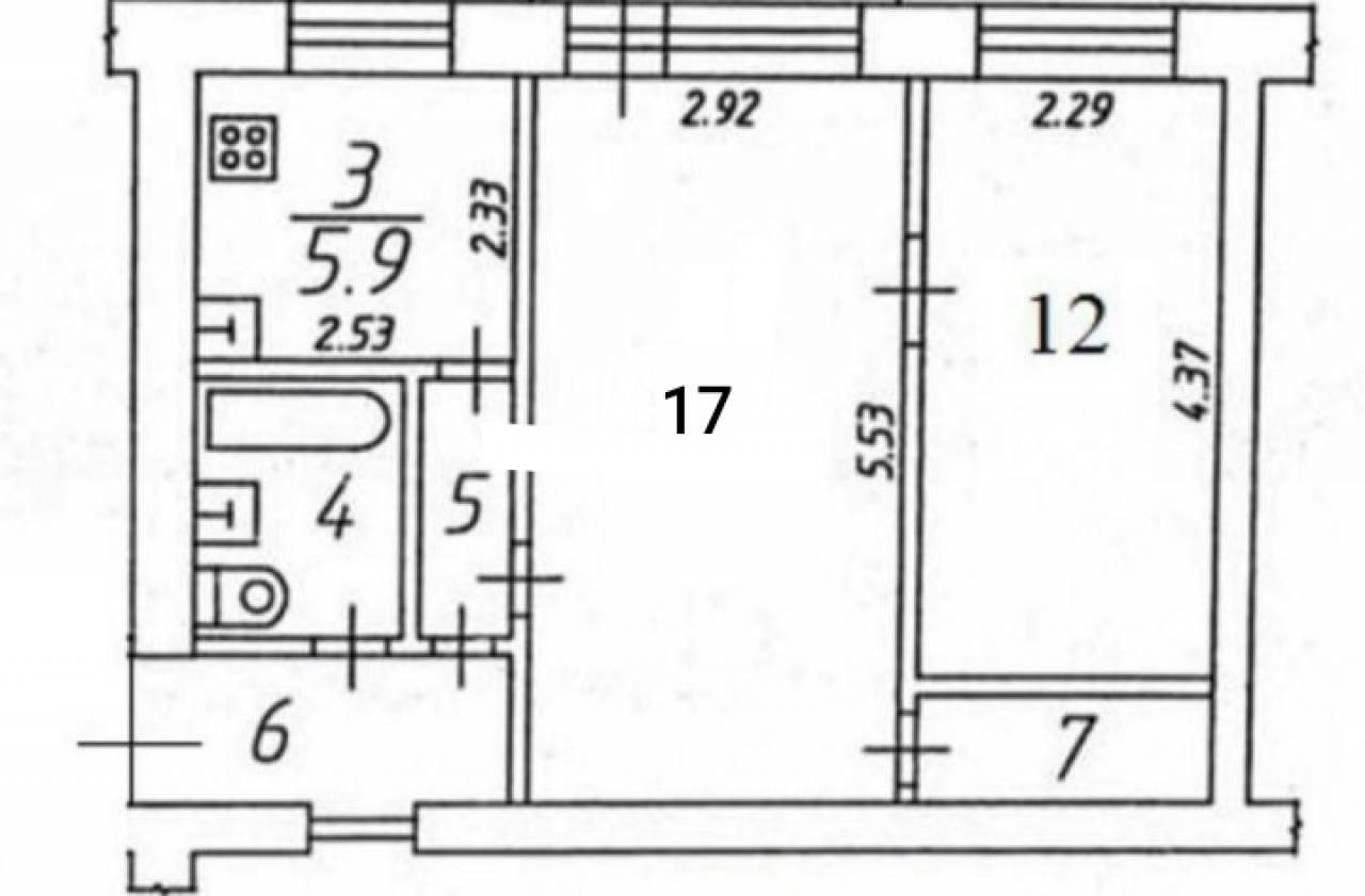 Планировка 2 комнатной квартиры 46 кв.м в хрущевке