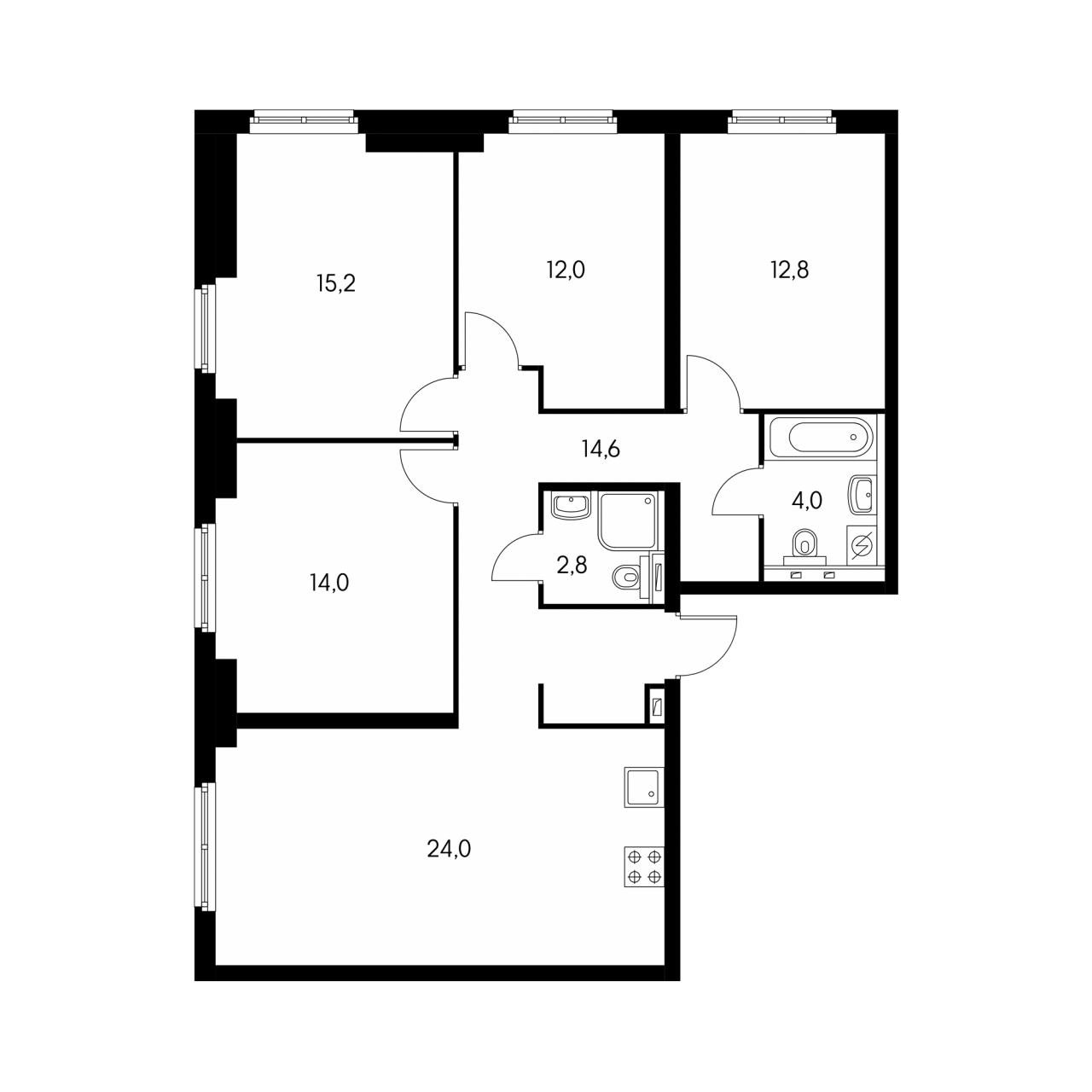 Трешка 65 м2 планировка монолит