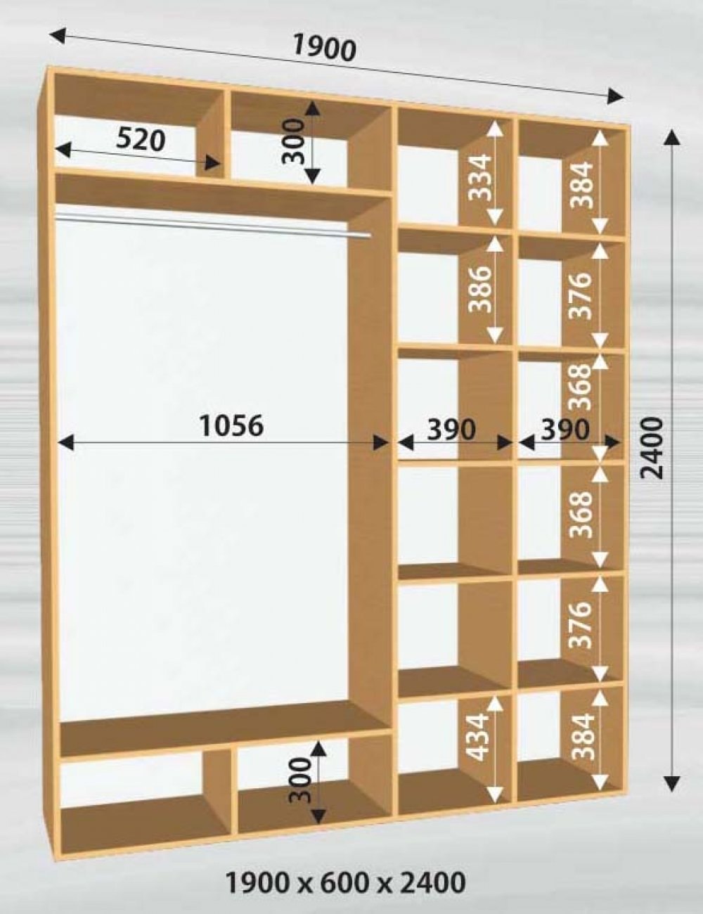Шкаф купе 2400х2400х600 схема