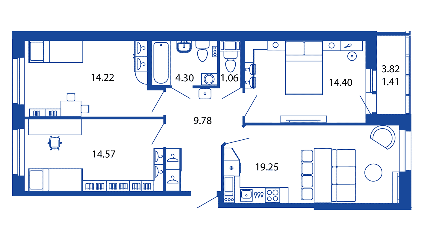 3х комнатная квартира распашонка планировка