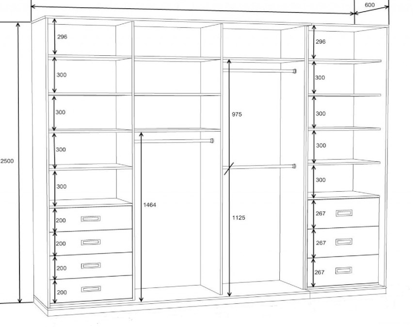 Шкаф купе 1800х2400х600 чертеж