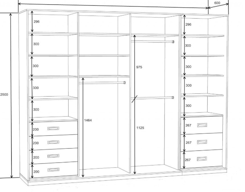Стандартные размеры встроенных шкафов (50 фото)