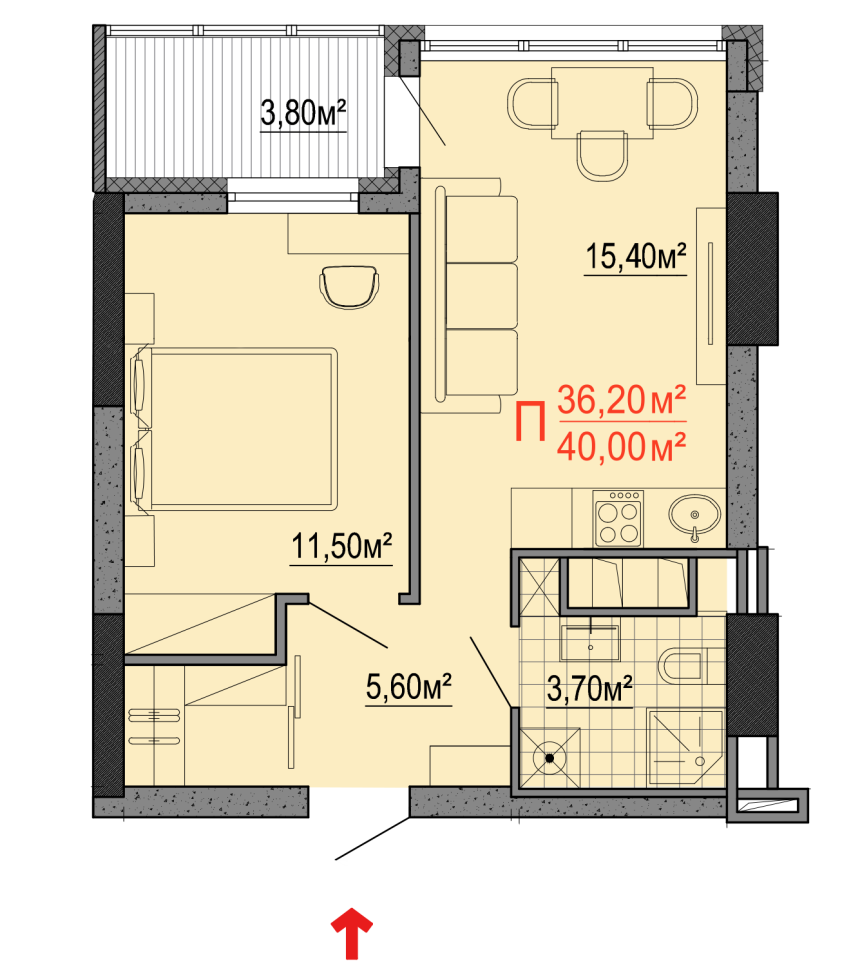 Планировки однушки 40 м2