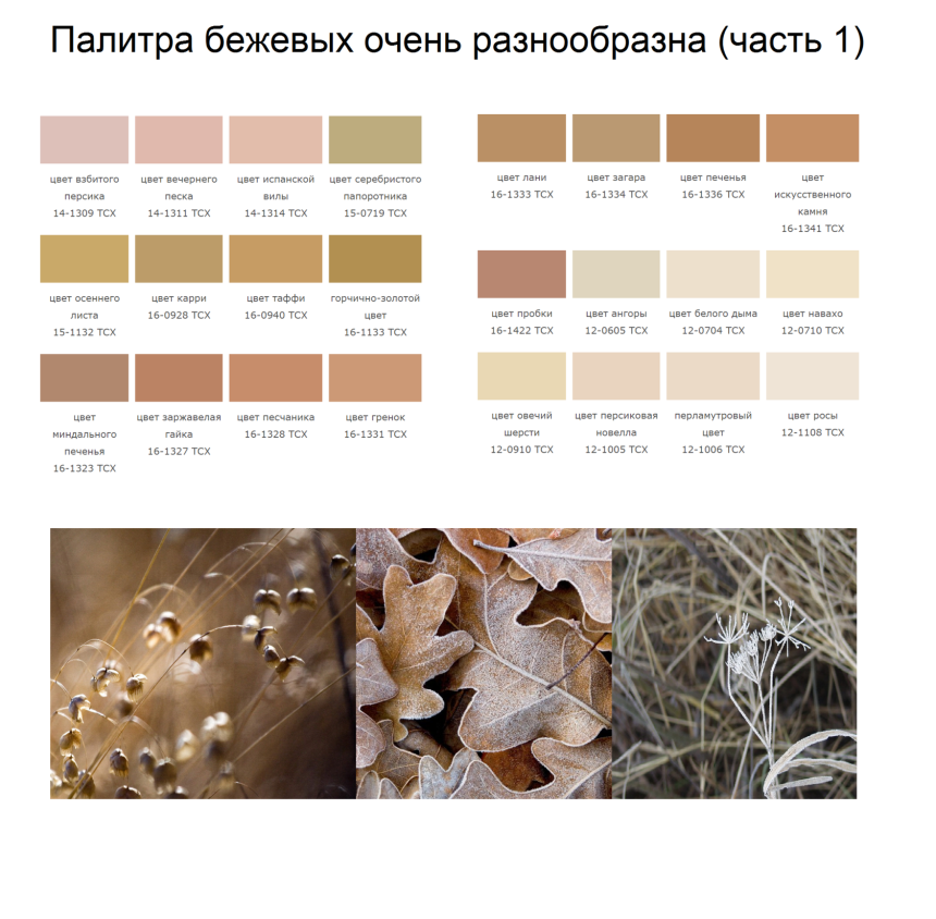 Пантон палитра бежевый Смик