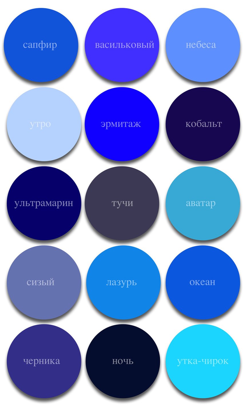 Оттенки синего цвета