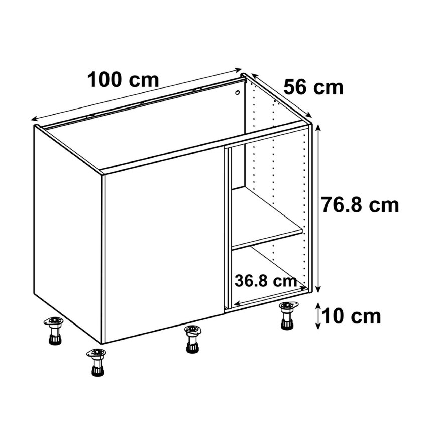 Каркас напольный угловой 100x70x56 см, ЛДСП, цвет белый
