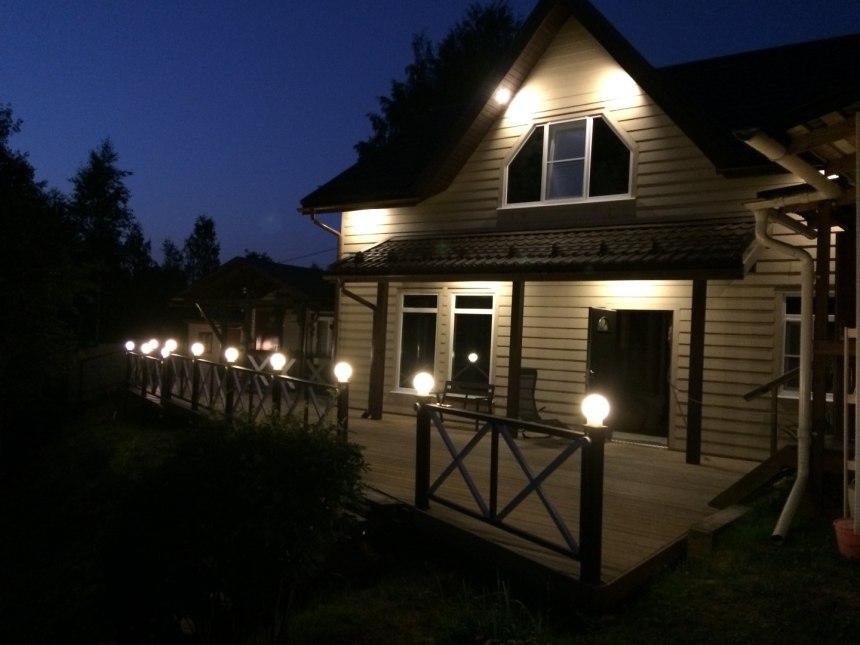 Подсветка крыши загородного дома (77 фото)