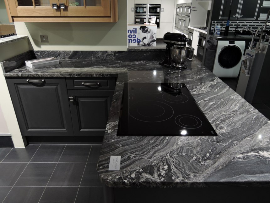 Мрамор марквина серый столешница в интерьере кухни (76 фото)