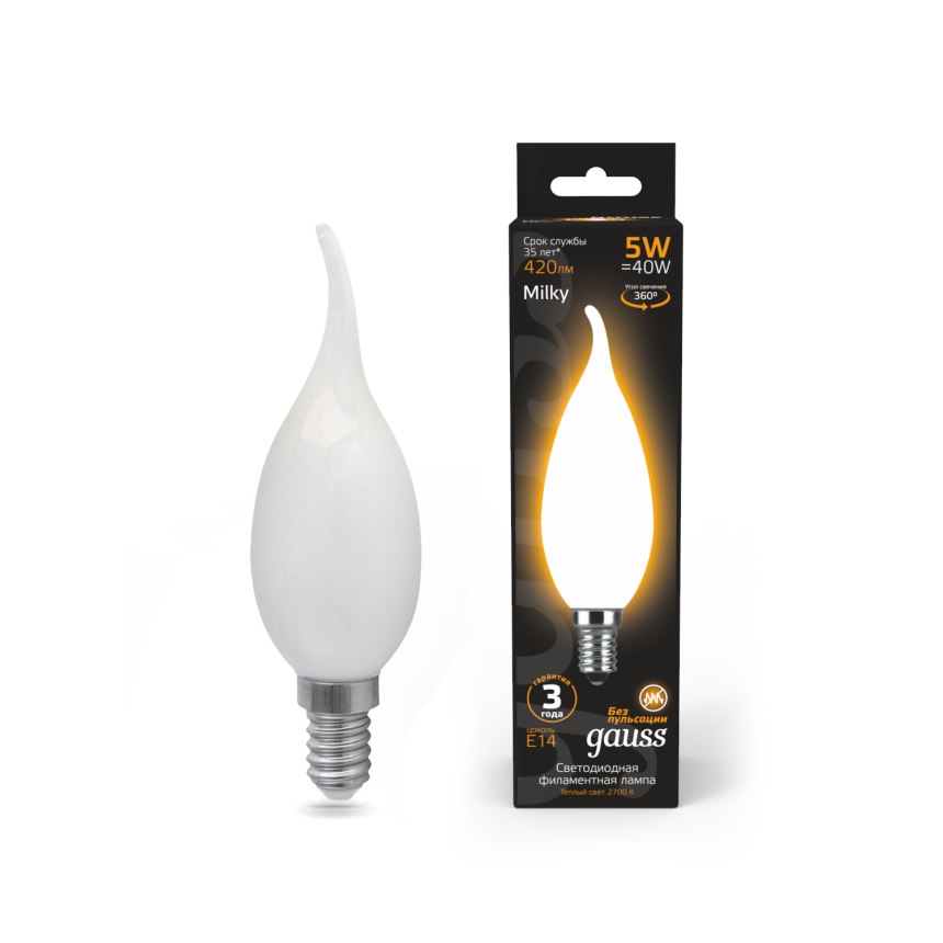 Лампа светодиодная led-свеча на ветру-deco 7вт 230в е14 4000к 630лм матовая in Home