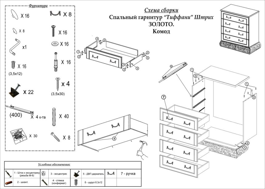 Схема сборки мебели алфавит