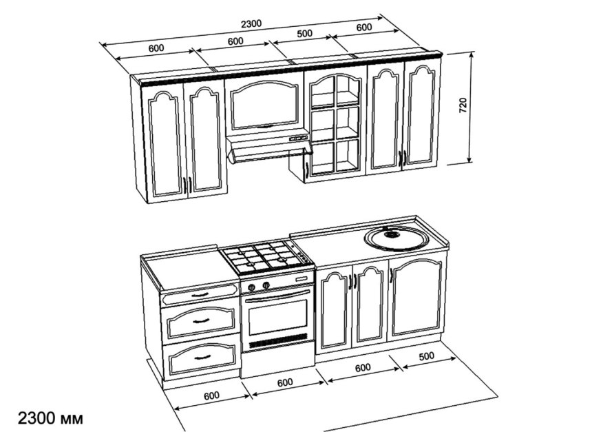 Эскизы кухонных гарнитуров