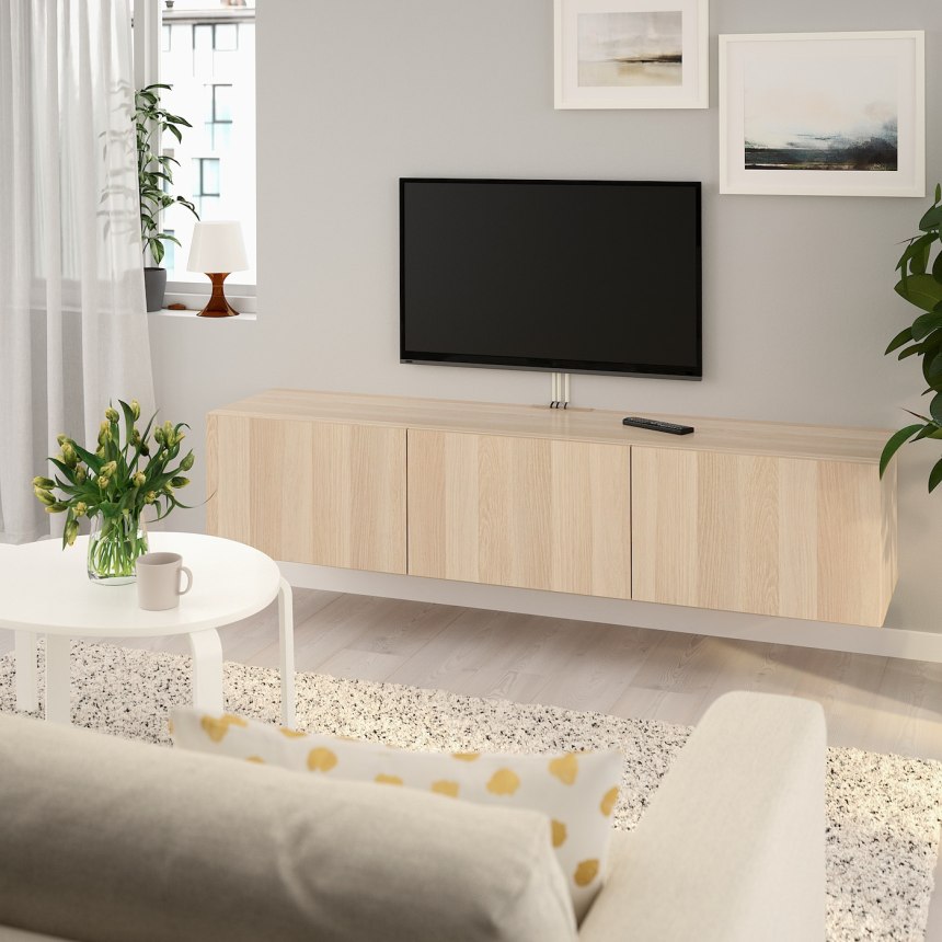 Bestå БЕСТО тумба под ТВ, С дверцами, белый/Лаппвикен белый180x42x38 см