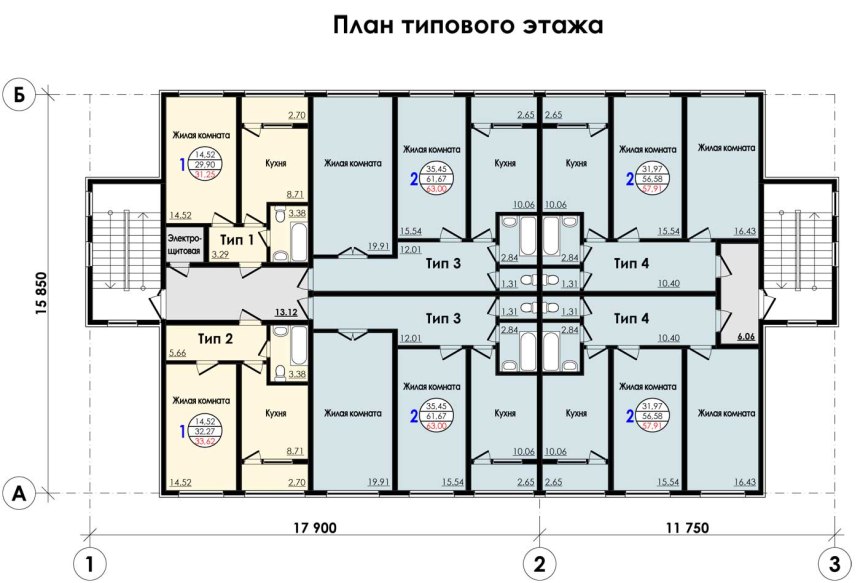 Планировка типового этажа многоквартирного дома План типового этажа - Basanova.ru