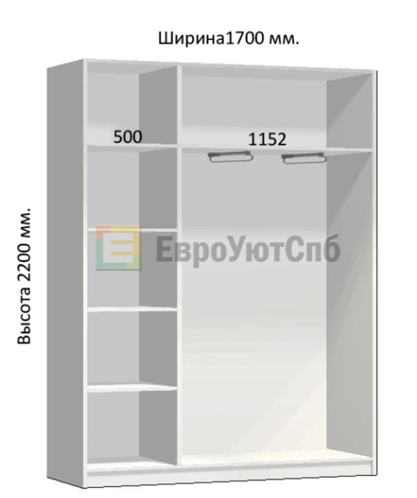 Шкаф купе 2400х2400х600 схема