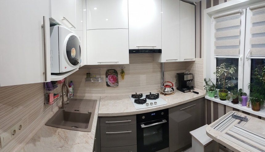 Угловые кухни со стиральной машиной и холодильником (54 фото)