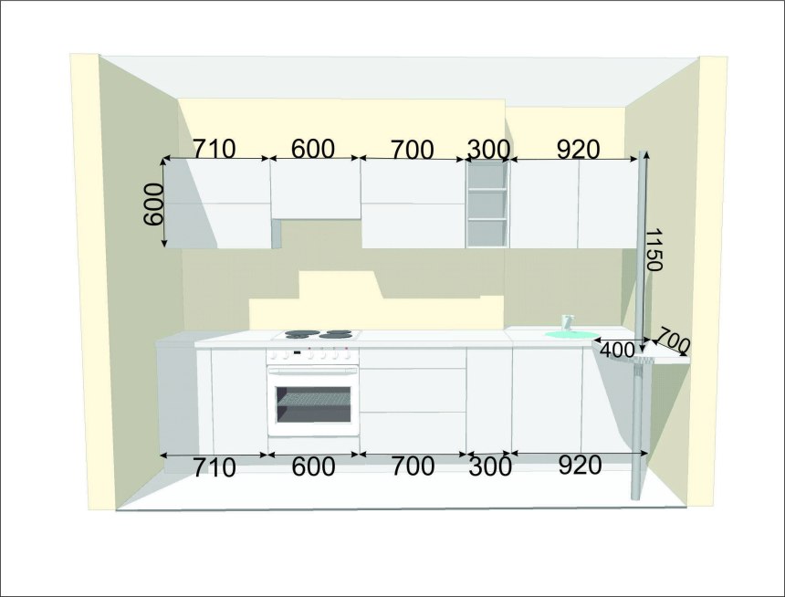 Кухонная мебель размеры по высоте (58 фото)