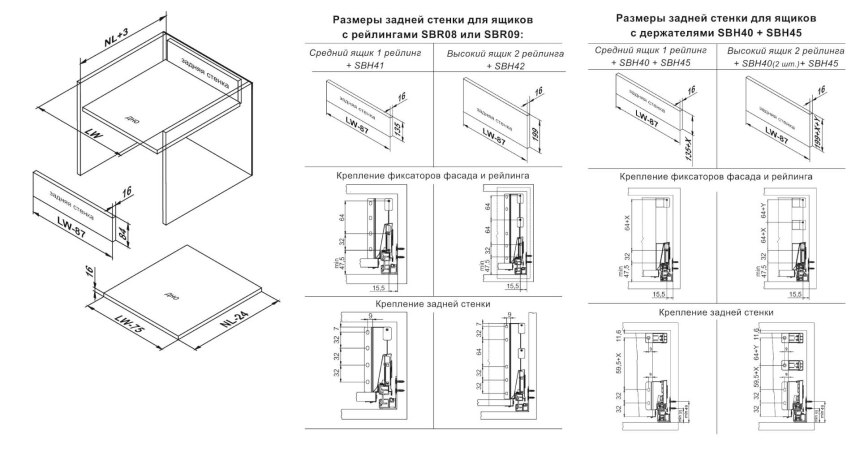 Держатель задней стенки Tandembox m 96.5мм