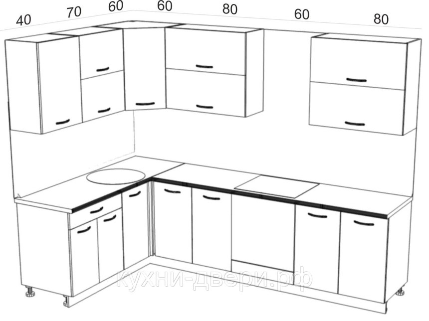 Проекты кухонь угловых с размерами фото готовые