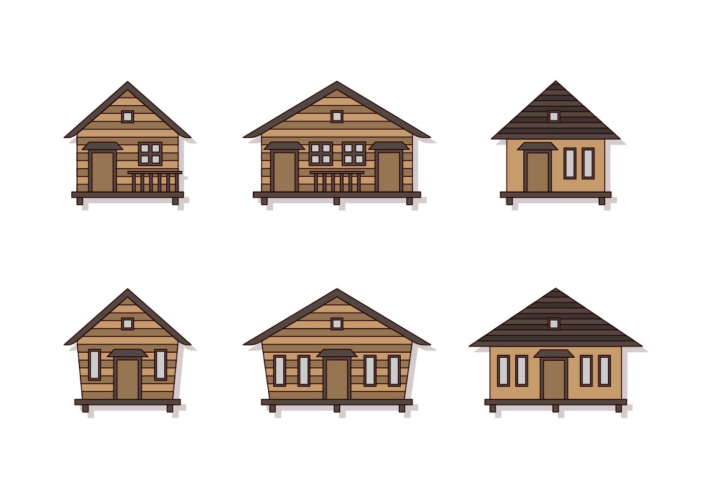 Стоят три дома деревянный