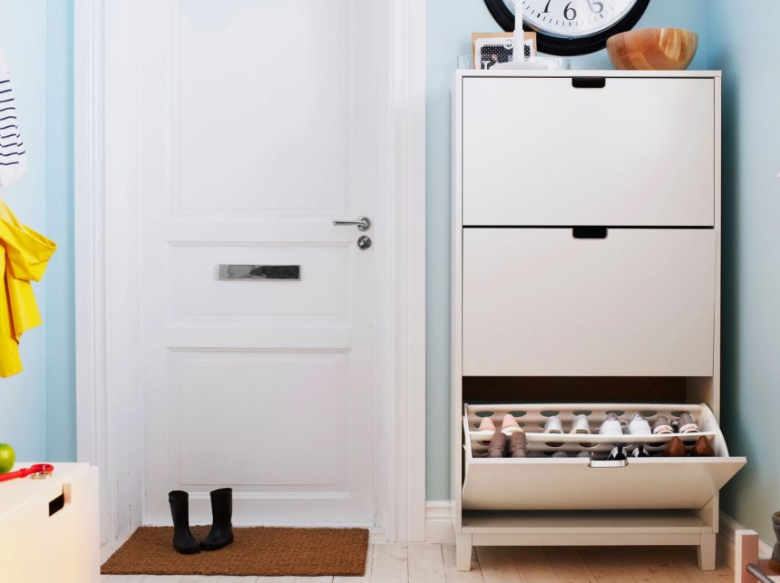 Hemnes ХЕМНЭС галошница, 4 отделения, белый107x22x101 см
