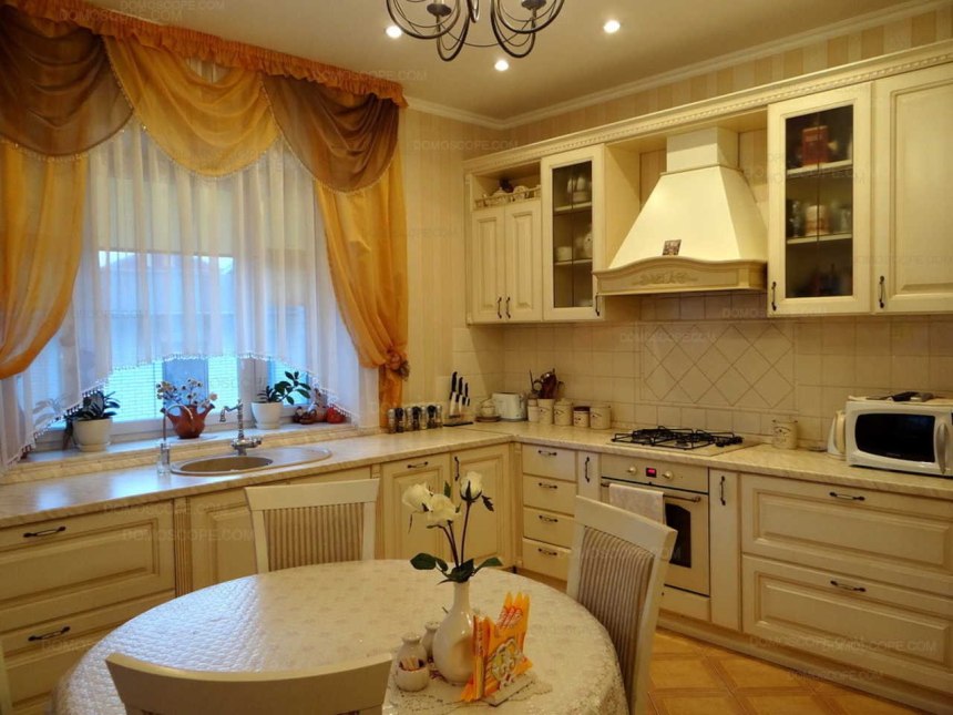 Красивые угловые кухни с окном