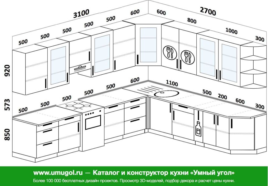 Проект кухни чертеж