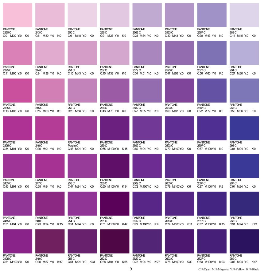 Пантон палитра Pantone 264