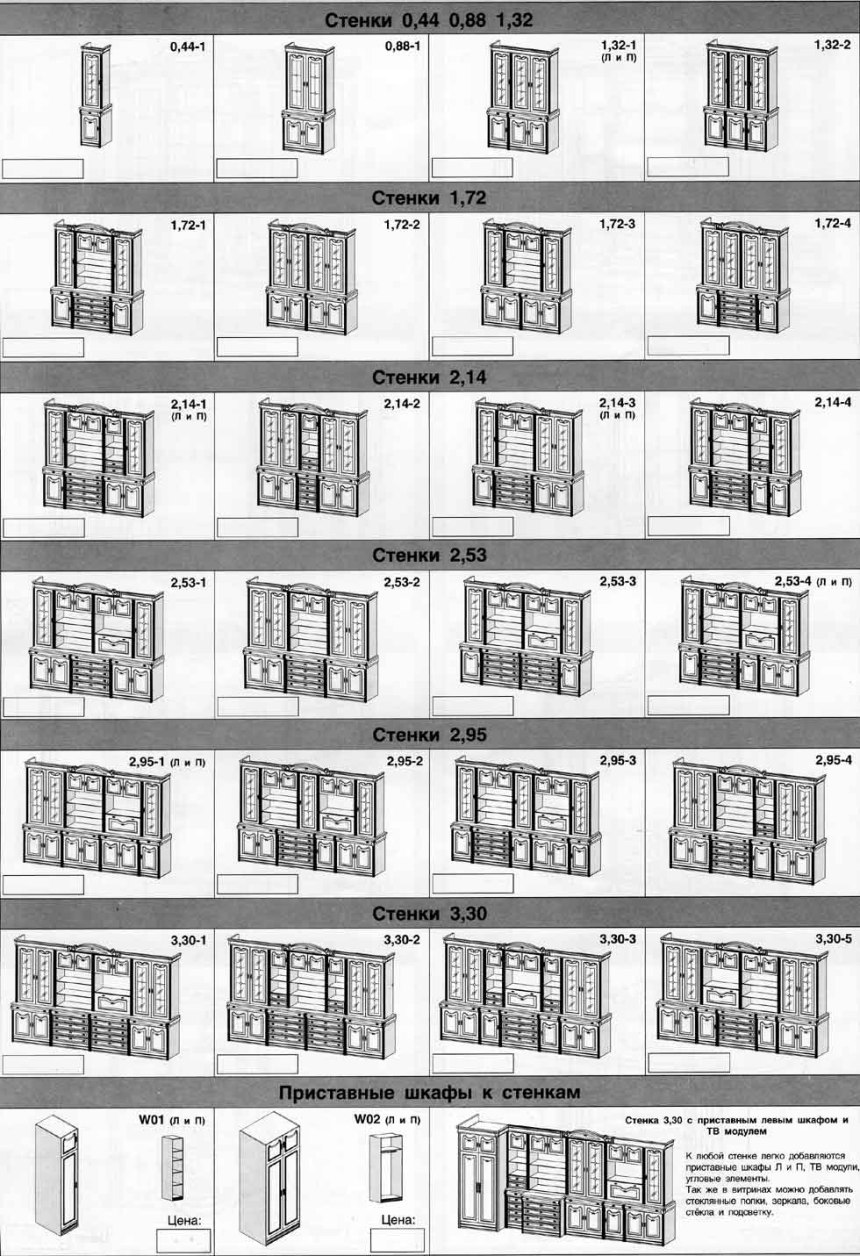 Советская стенка размеры шкафов