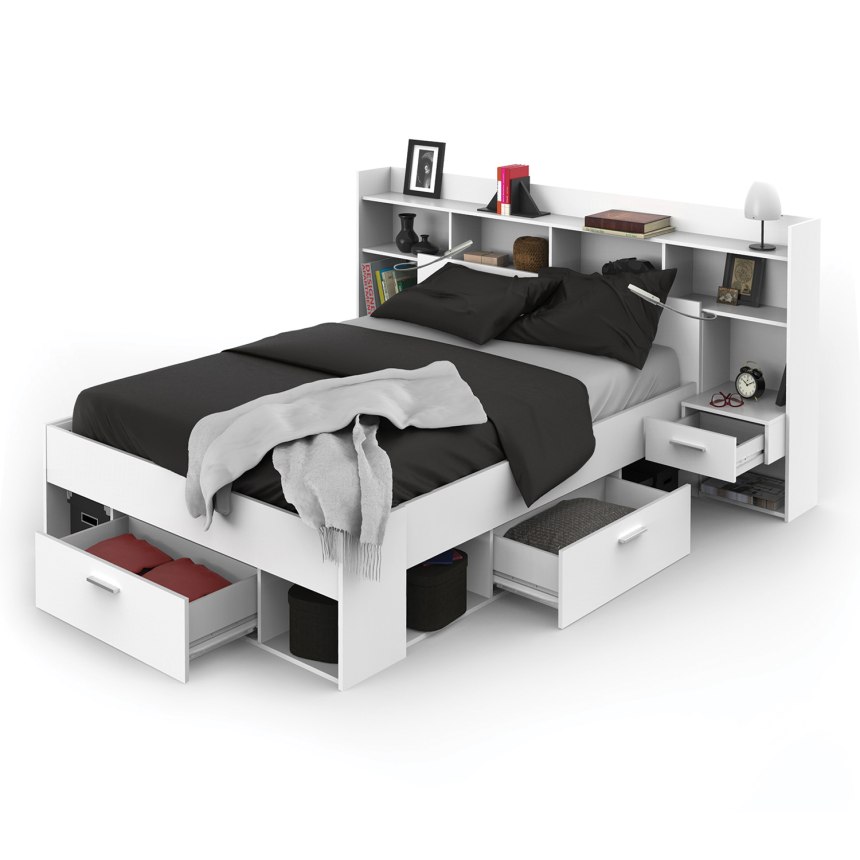 Кровать с прикроватным модулем (58 фото)