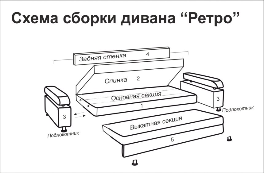 Диван аккордеон Барон схема сборки