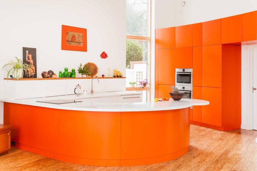 Кухня с персиковыми стенами дизайн (55 фото)