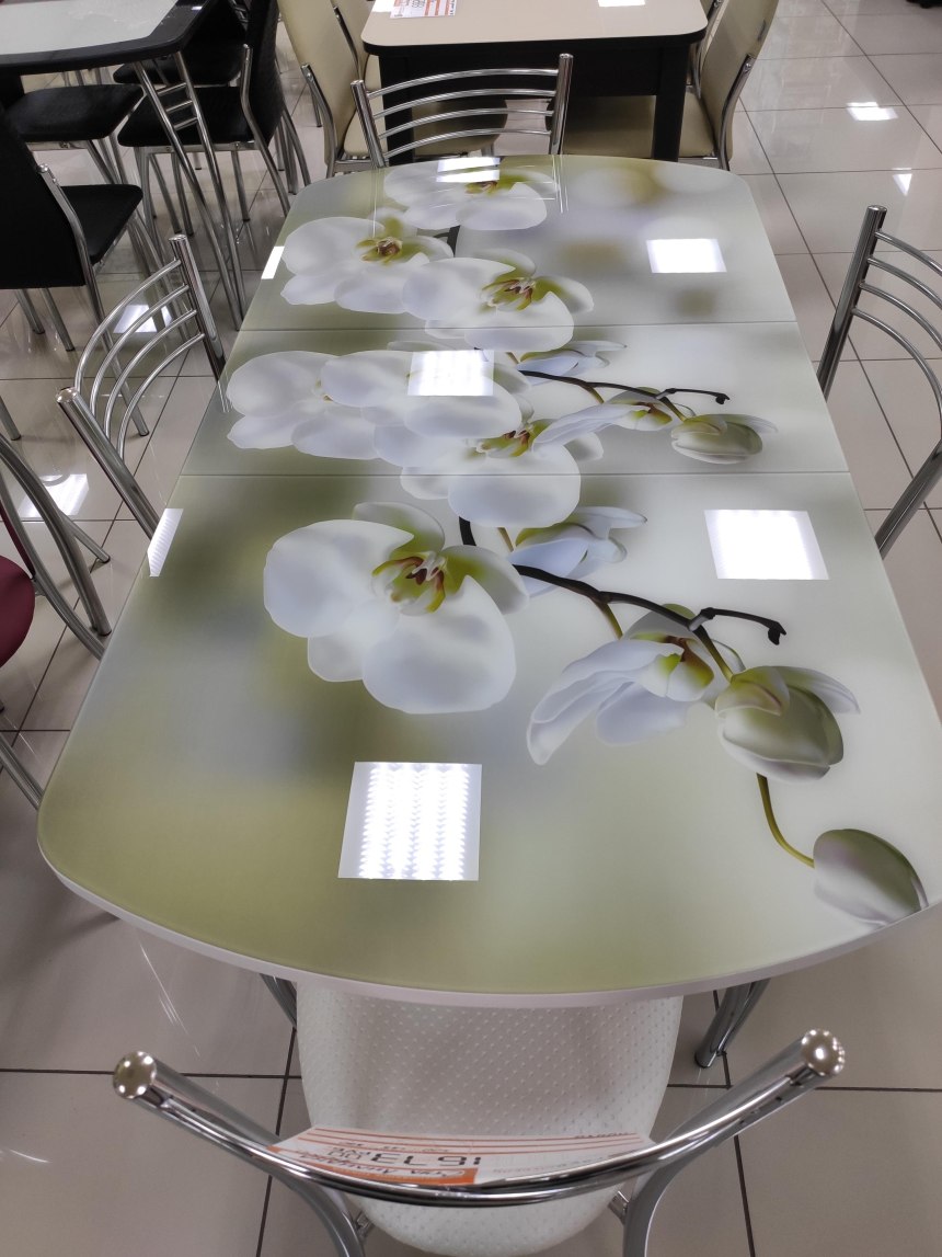 Стол орхидея стеклянный раздвижной деревянные ножками (53 фото)