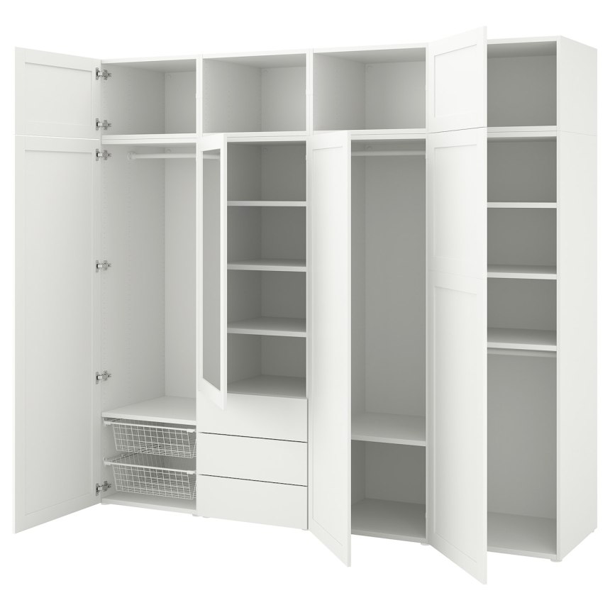 Ikea - ОПХУС, гардероб с 7 дверями/3 ящиками, белый, САННИДАЛЬ РИДАБУ,
