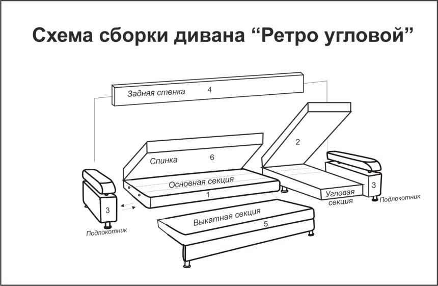 Выкатной диван схема