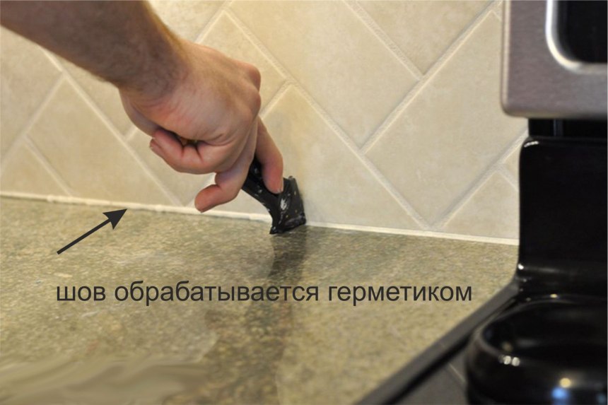 Стык столешницы и фарту