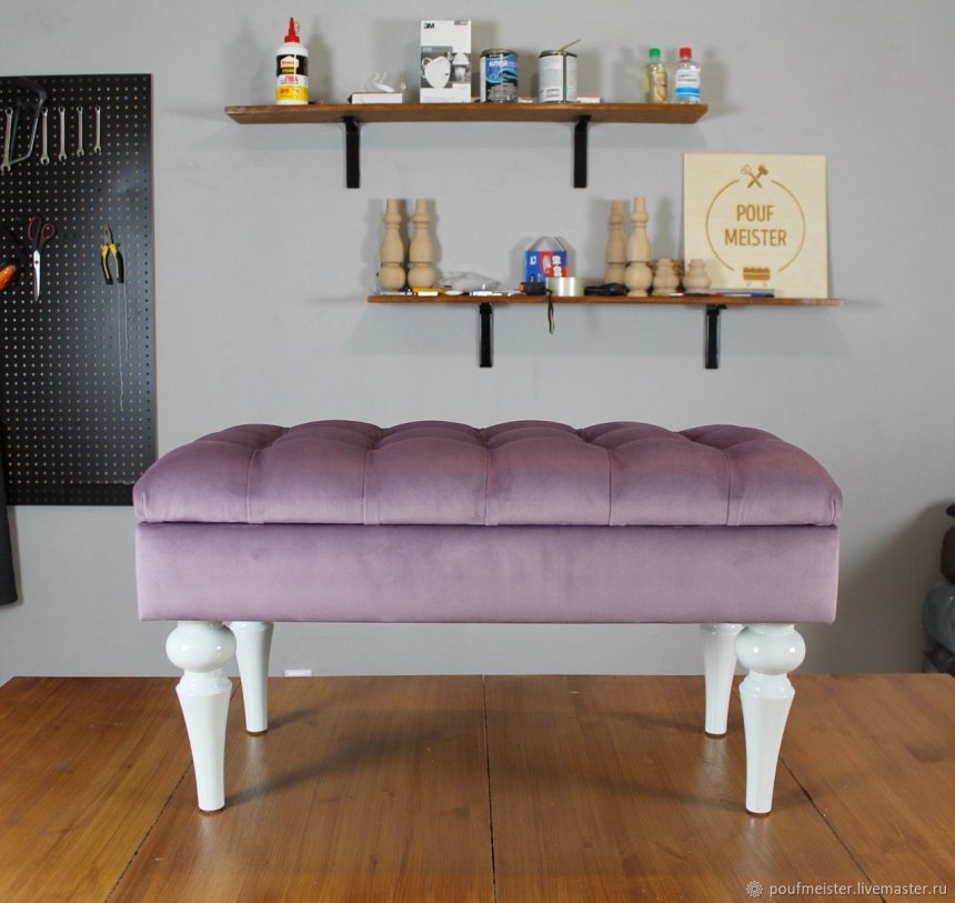 Palfrey Linen Modern Tufted Ottoman