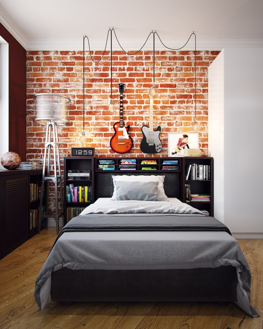Дизайн комнаты для подростка в стиле лофт мальчика (60 фото)