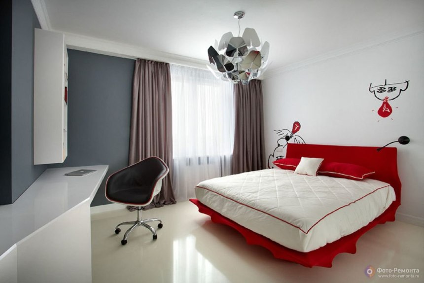 Черно красная спальня дизайн (64 фото)