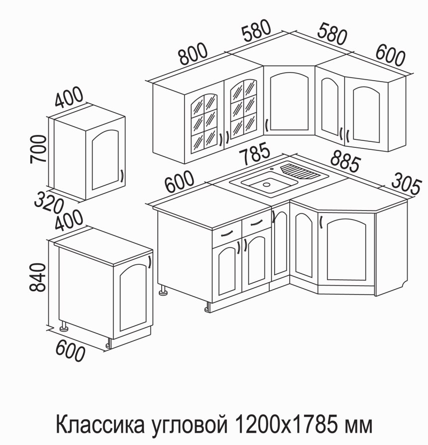 Стандартная высота верхних кухонных шкафов Селена 205