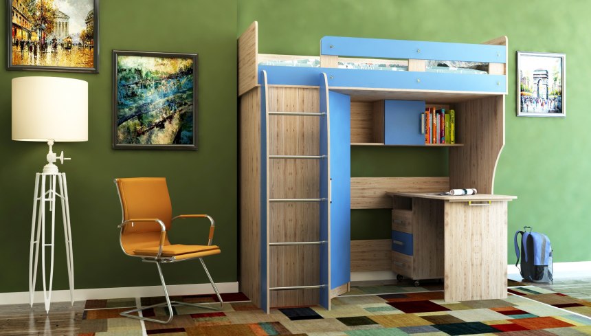 Кровать-чердак Polini Kids simple