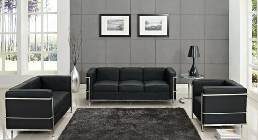 Ле Корбюзье кресло и софа lc2 petit modele в интерьере